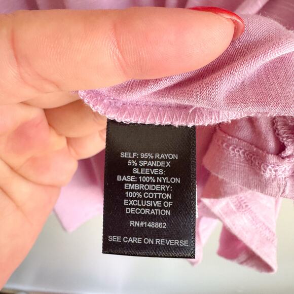 Torrid Pink Purple Knit Crewneck Lace Dolman Sleeve Babydoll Top - 4X - Picture 5 of 11